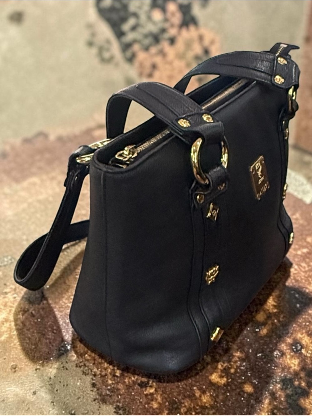 MCM Black Leather Tote with Gold Hardware - Picture 2 of 13